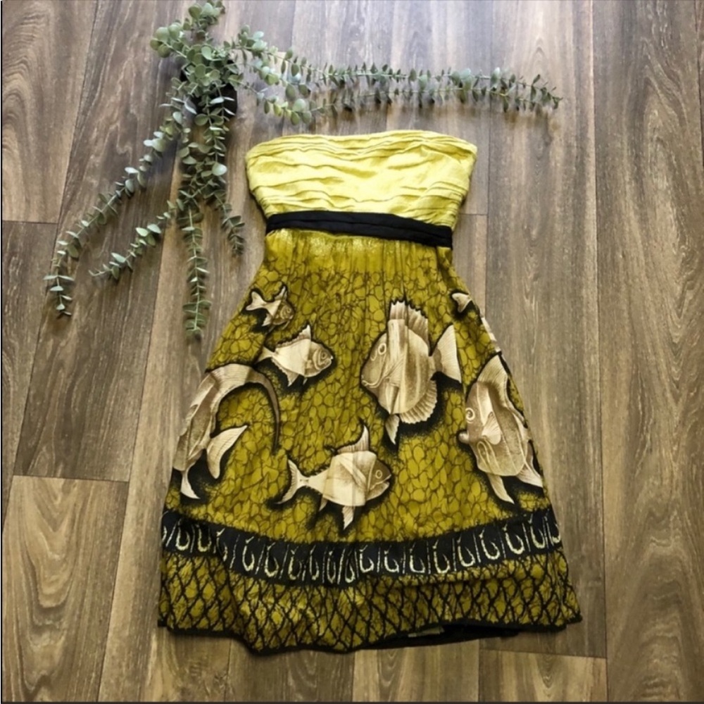 Anthropologie | Vanessa Virginia Green Fish Print Dress